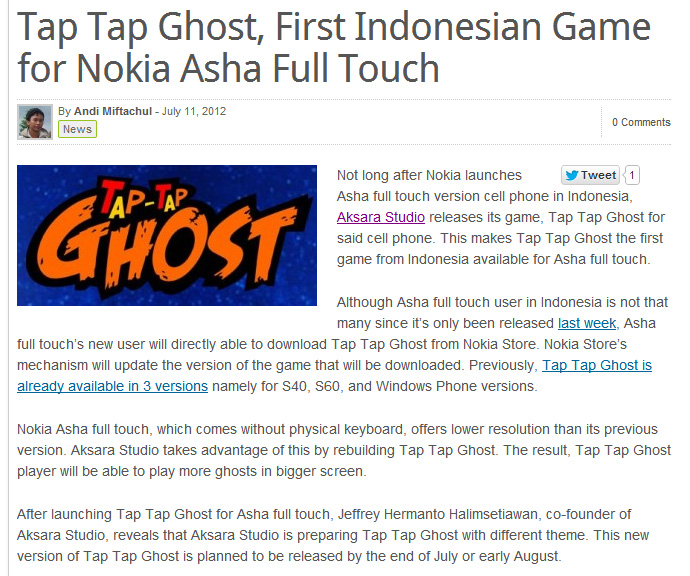 Tap Tap Ghost for Nokia Asha Full Touch on DailySocial